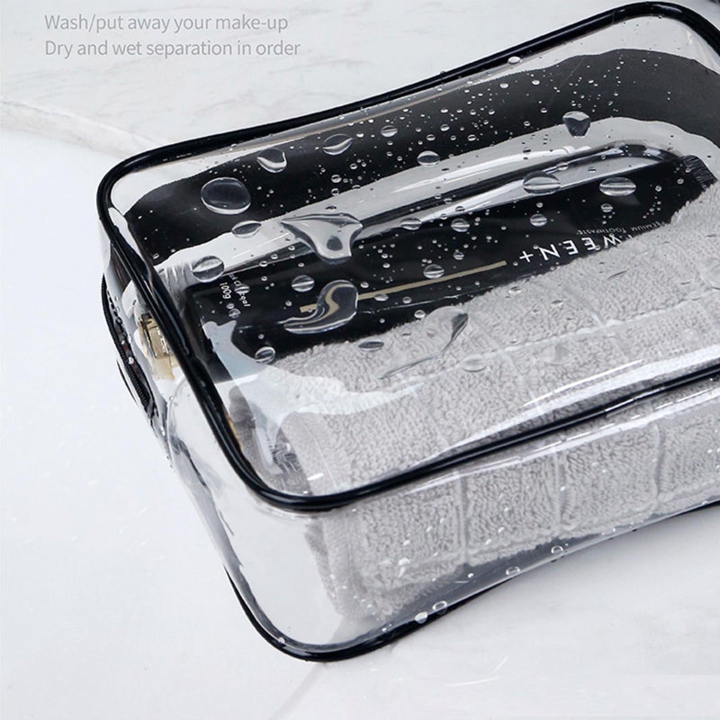 Tergy 20 Packs Clear Cosmetics Bags for Women Men Waterproof Toiletry Bags PVC Makeup Bags Organizer Case with Zipper for Travel Bathroom (Black&White) - Image 5